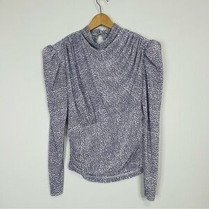 Sabina musayev purple spot high neck blouse long sleeve size medium